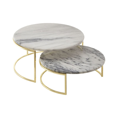 Hamilton Interiors Accessories Set Of 2 White Marble Cake Stands House of Isabella UK