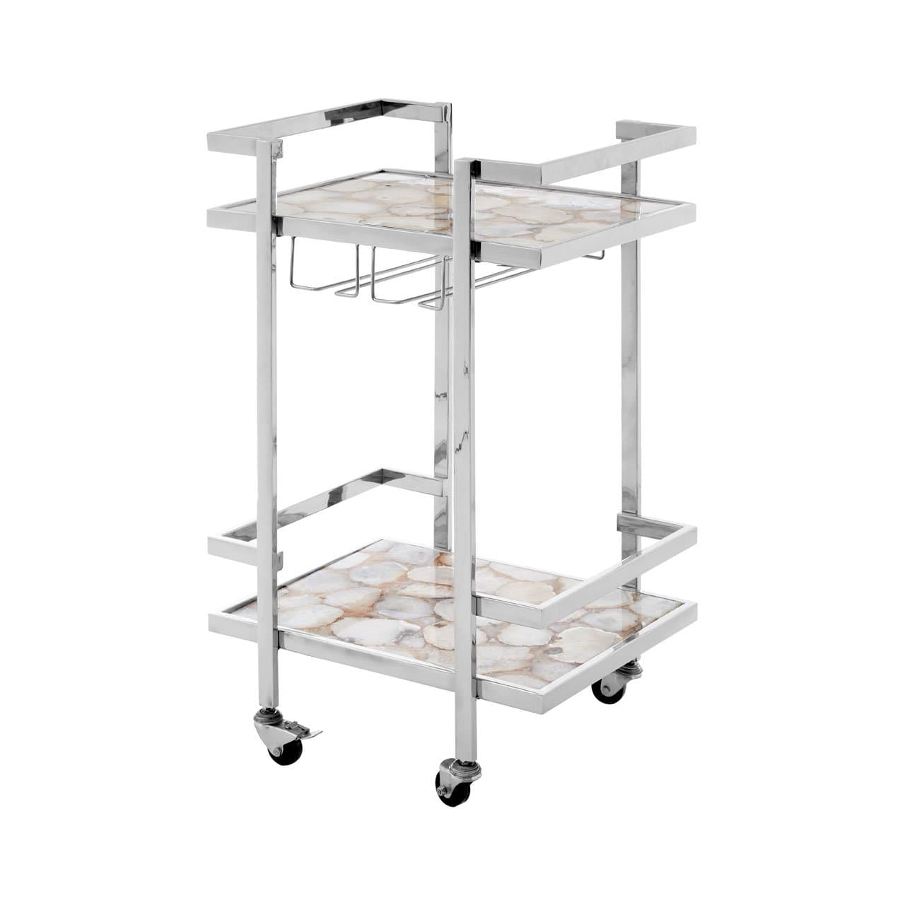 Hamilton Interiors, Rolf White Agate Drinks Trolley - House of Isabella UK