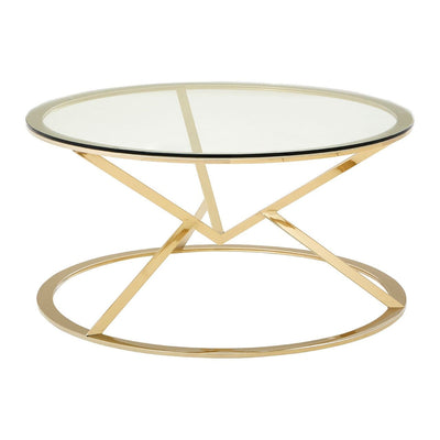 Hamilton Interiors Living Allez Corseted Round Champagne Coffee Table House of Isabella UK