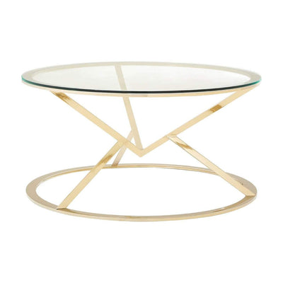 Hamilton Interiors Living Allez Corseted Round Champagne Coffee Table House of Isabella UK