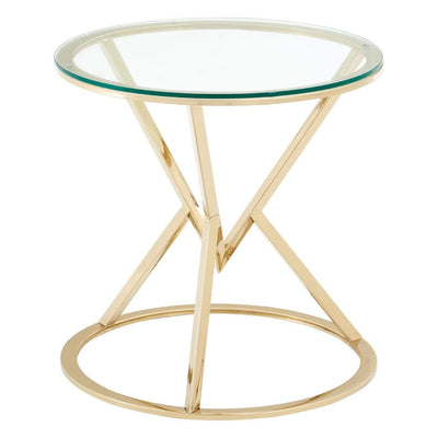 Hamilton Interiors Living Allez Corseted Round Champagne End Table House of Isabella UK