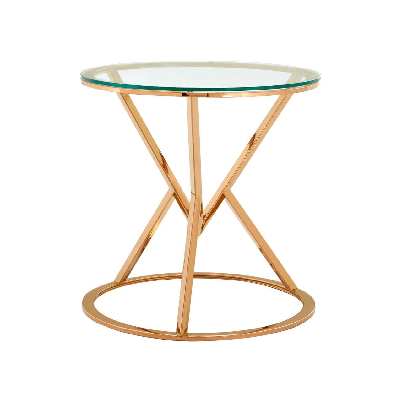Hamilton Interiors Living Allez Corseted Round Rose Gold End Table House of Isabella UK