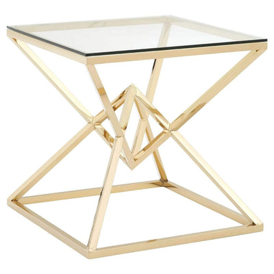 Hamilton Interiors Living Allez Corseted Square Champagne End Table House of Isabella UK
