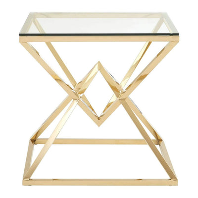 Hamilton Interiors Living Allez Corseted Square Champagne End Table House of Isabella UK