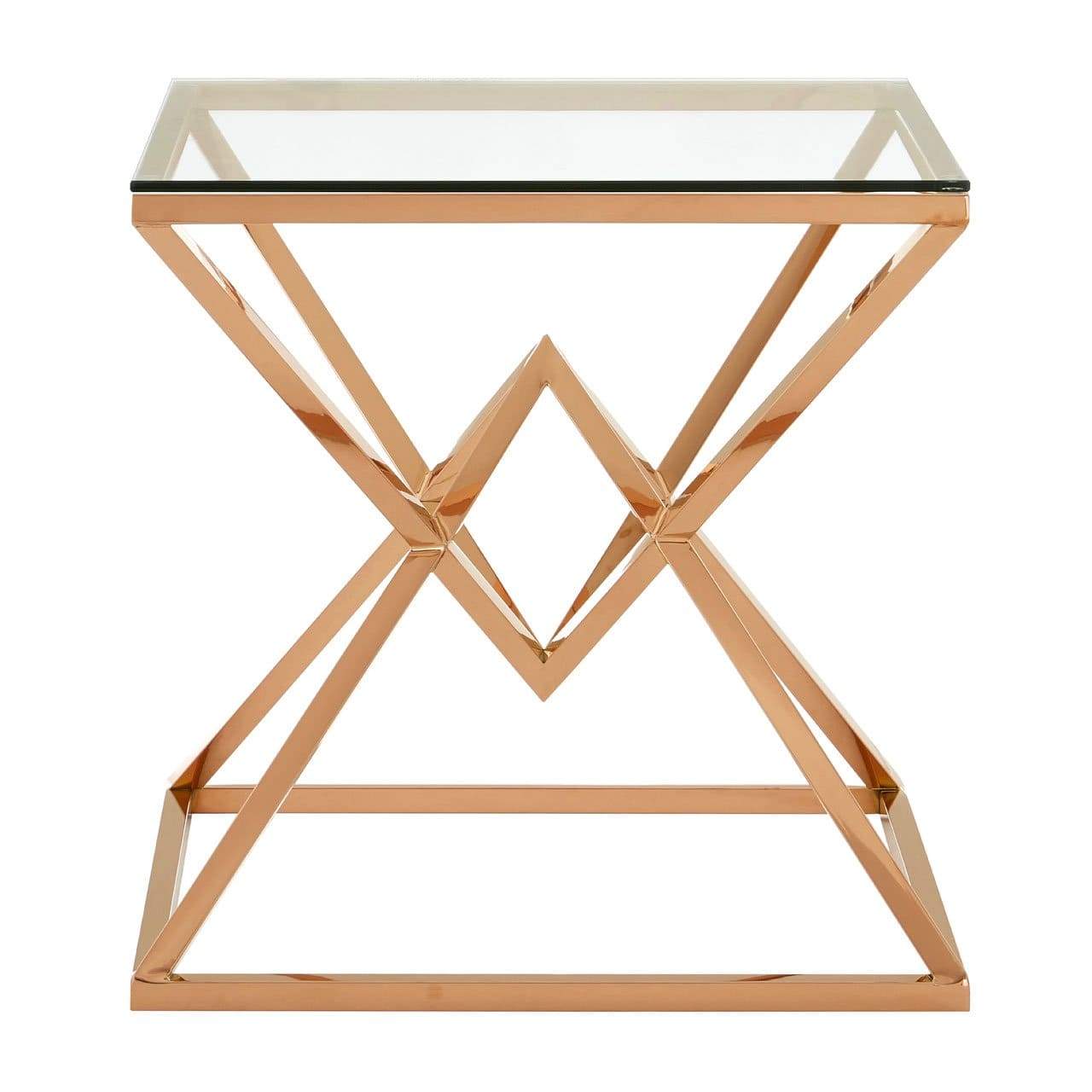 Hamilton Interiors Living Allez Corseted Square Rose Gold End Table House of Isabella UK