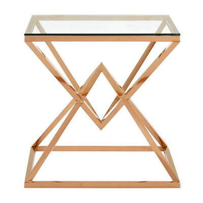 Hamilton Interiors Living Allez Corseted Square Rose Gold End Table House of Isabella UK