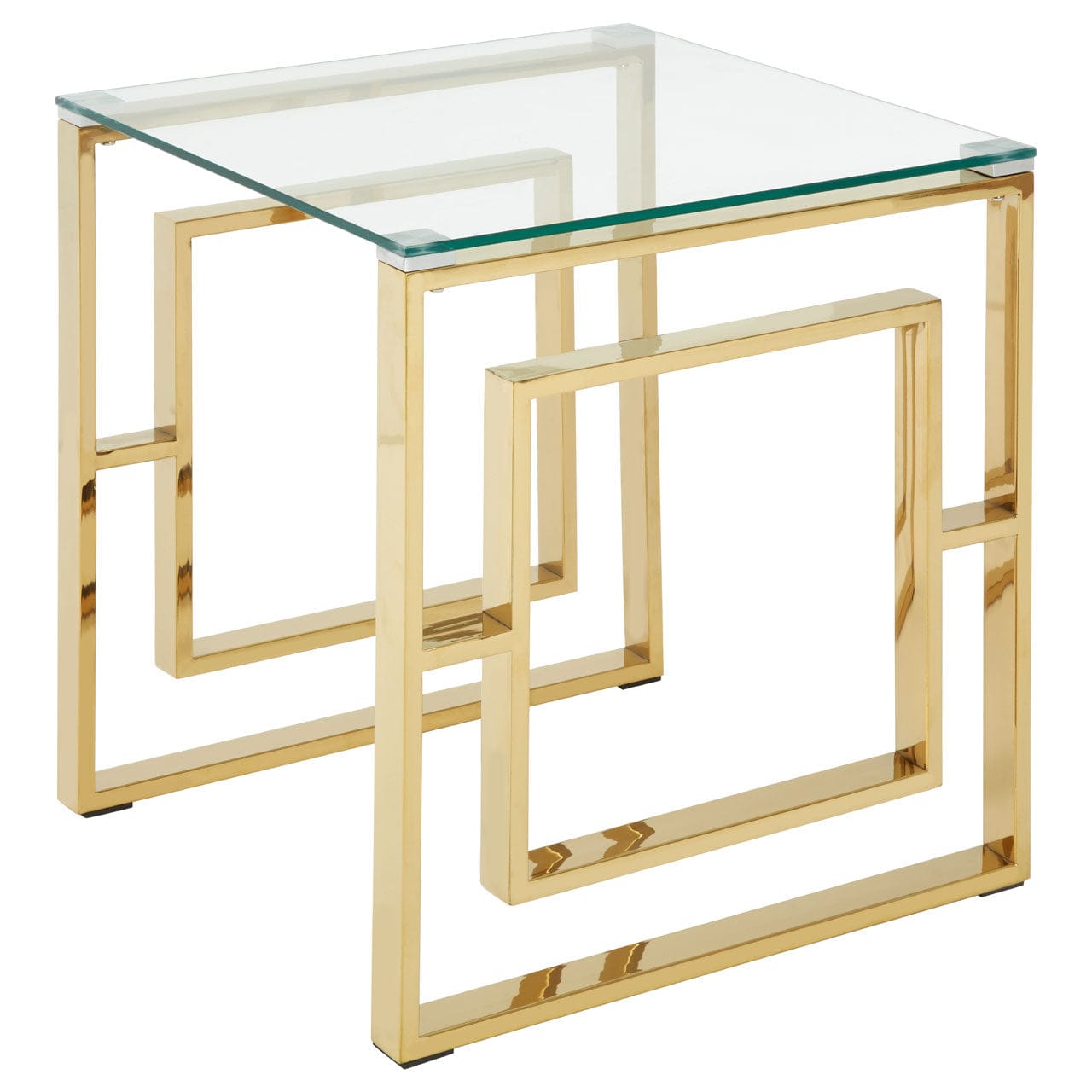 Hamilton Interiors Living Allure Gold Finish Square Legs End Table House of Isabella UK