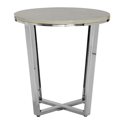 Hamilton Interiors Living Allure Round White Faux Marble End Table House of Isabella UK