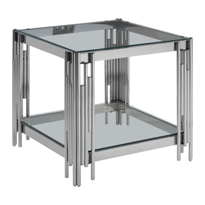 Hamilton Interiors Living Allure Silver Linear Design End Table House of Isabella UK