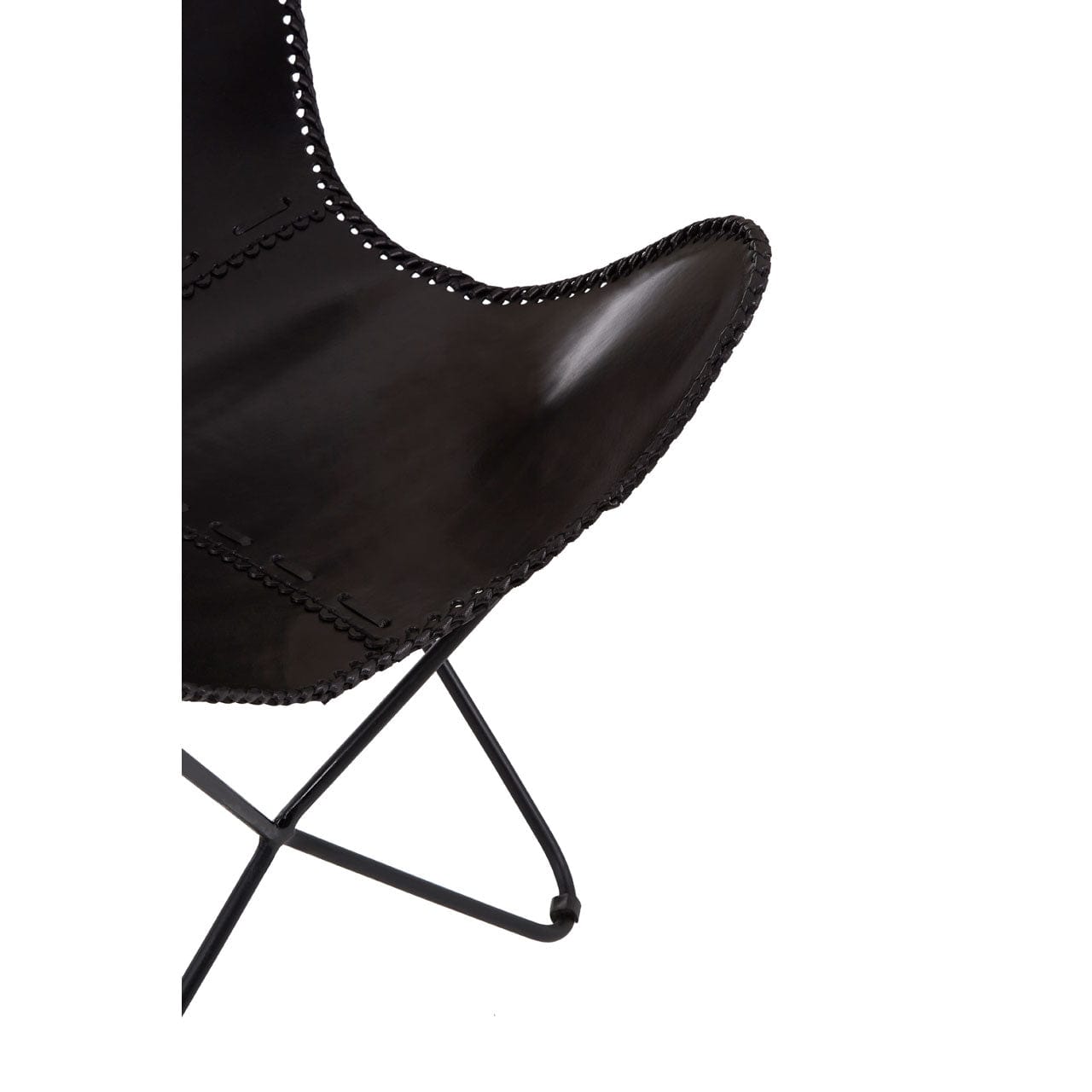Hamilton Interiors Living Buffalo Black Leather Butterfly Chair House of Isabella UK