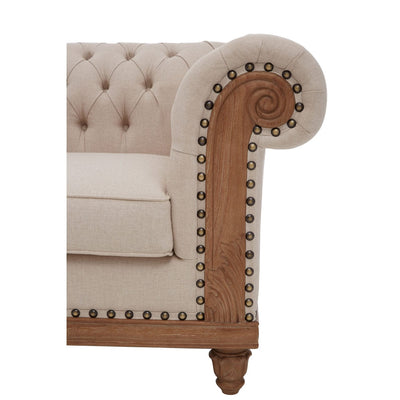 Hamilton Interiors Living Cabra Cream Fabric Chair With Carved Legs House of Isabella UK