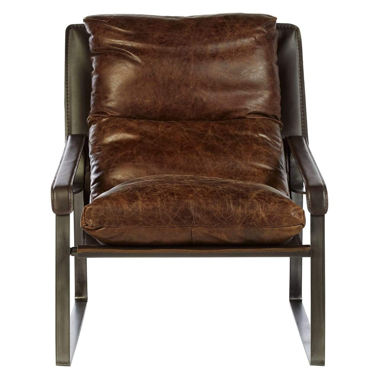 Hamilton Interiors, Cantan Genuine Brown Leather Lounge Chair - House of Isabella UK