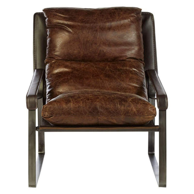 Hamilton Interiors, Cantan Genuine Brown Leather Lounge Chair - House of Isabella UK
