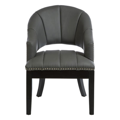 Hamilton Interiors Living Dorchester Grey Faux Leather Chair House of Isabella UK