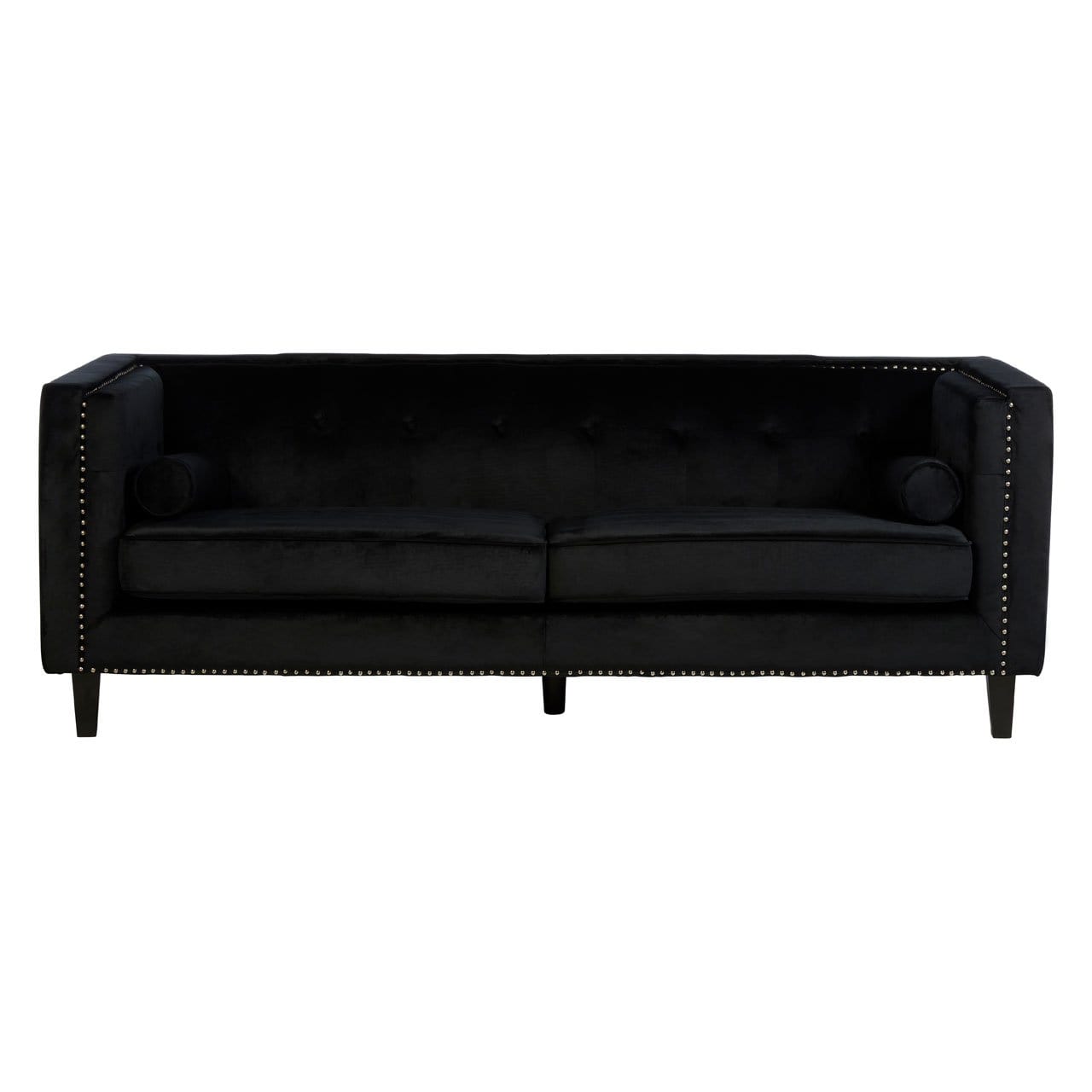 Hamilton Interiors, Elisea 3 Seat Black Velvet Sofa - House of Isabella UK