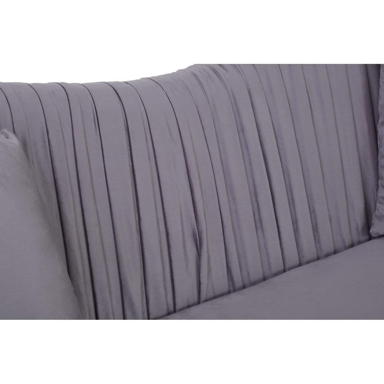 Hamilton Interiors Living Frieda 2 Seat Pleated Grey Velvet Sofa House of Isabella UK