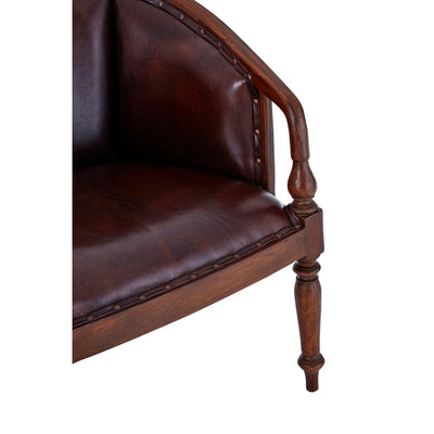 Hamilton Interiors Living Inca Antique Brown Leather Carved Chair House of Isabella UK