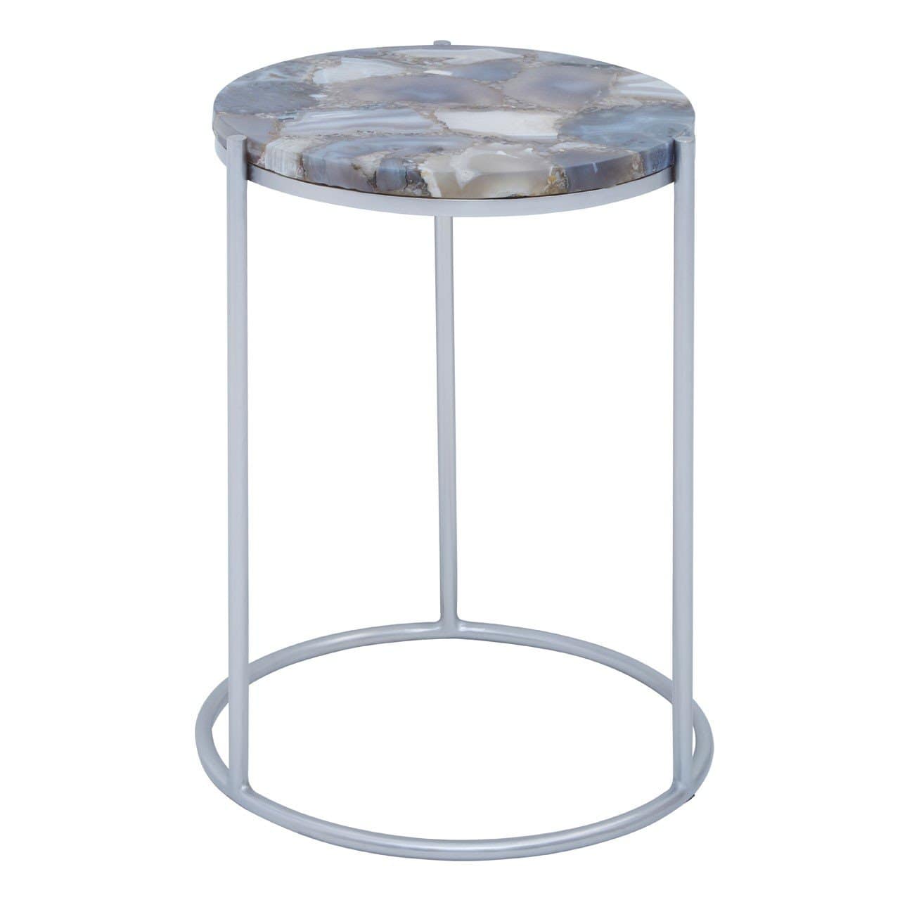 Hamilton Interiors Living Insignia Blue & Silver Agate Side Table House of Isabella UK