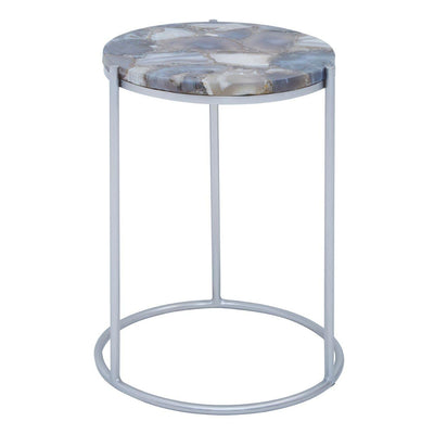 Hamilton Interiors Living Insignia Blue & Silver Agate Side Table House of Isabella UK