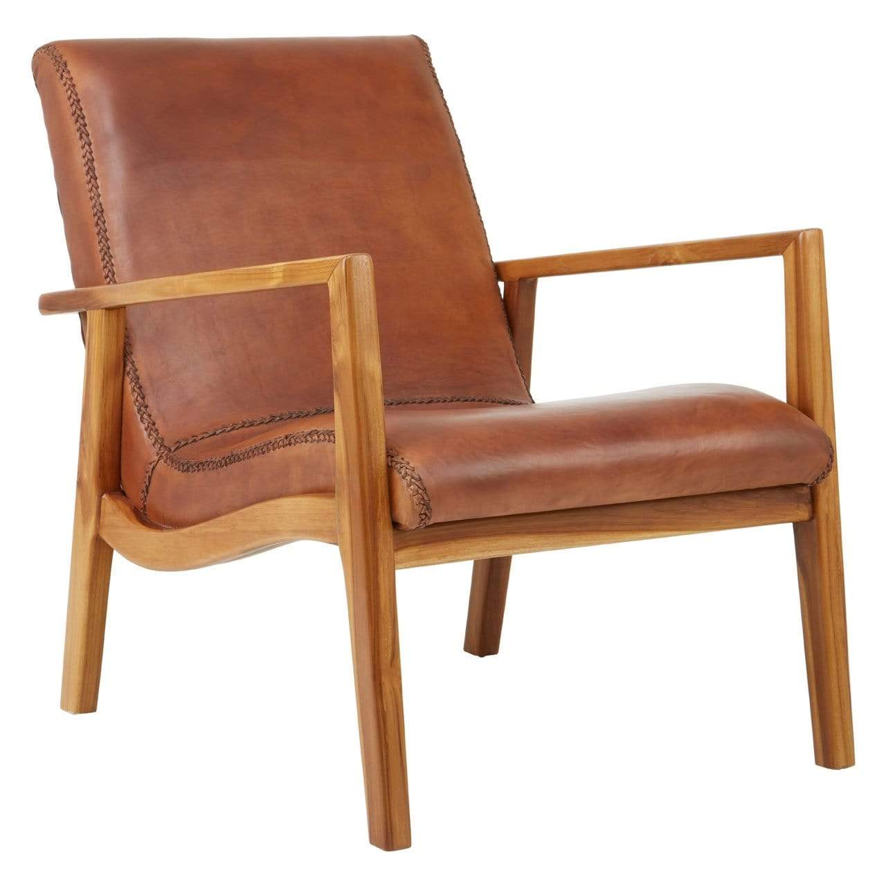 Hamilton Interiors Living Kenza Brown Leather Curved Seat Chair House of Isabella UK