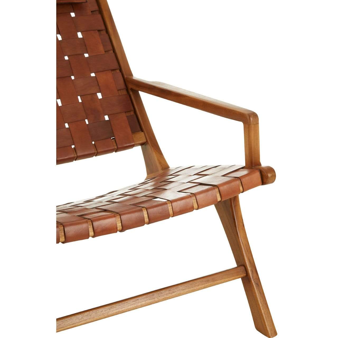 Hamilton Interiors Living Kenza Teak Wood And Leather Chair House of Isabella UK