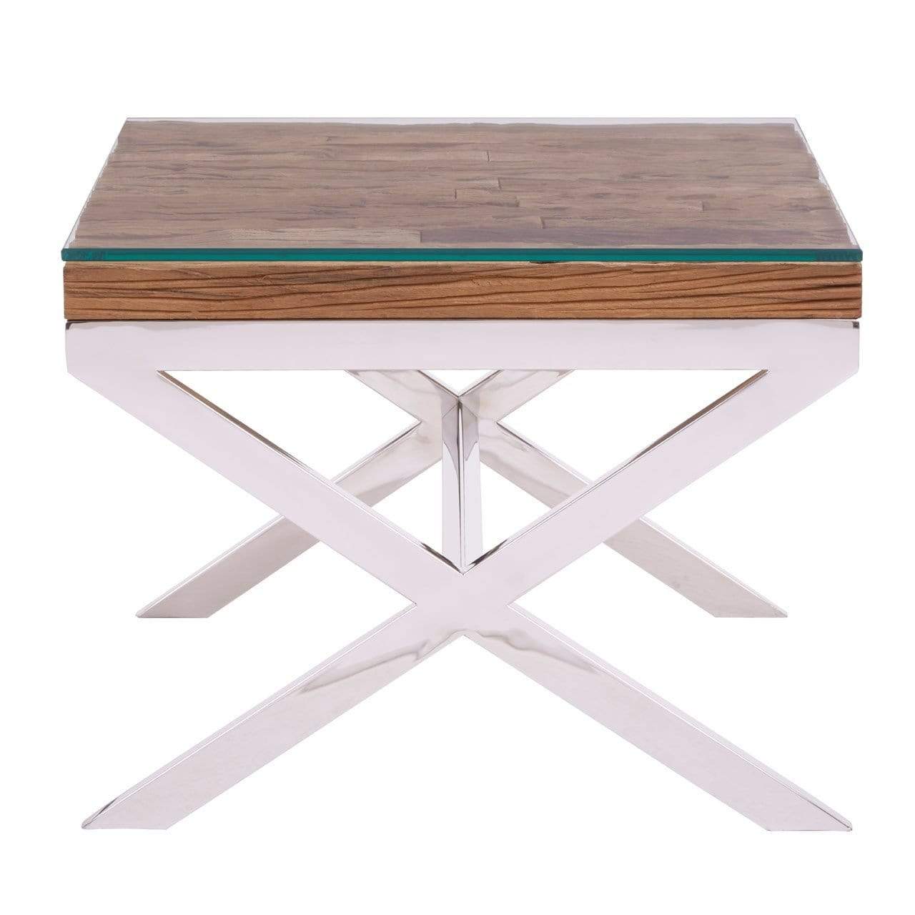 Hamilton Interiors Living Kepier Natural Top End Table With Cross Base House of Isabella UK