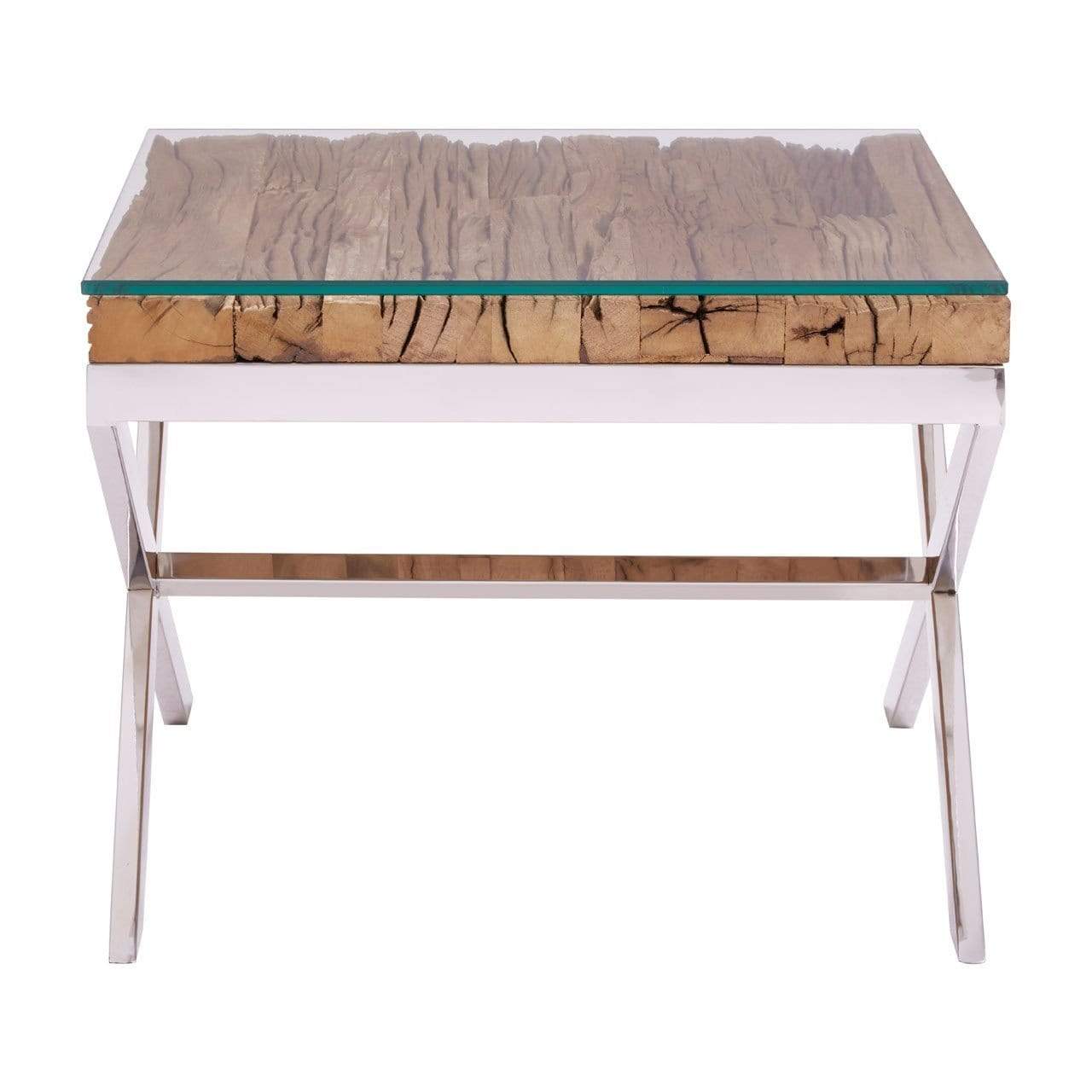 Hamilton Interiors Living Kepier Natural Top End Table With Cross Base House of Isabella UK