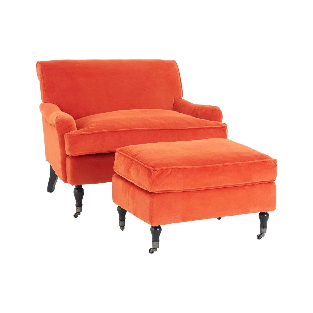 Hamilton Interiors Living Large Orange Plush Velvet Chair House of Isabella UK