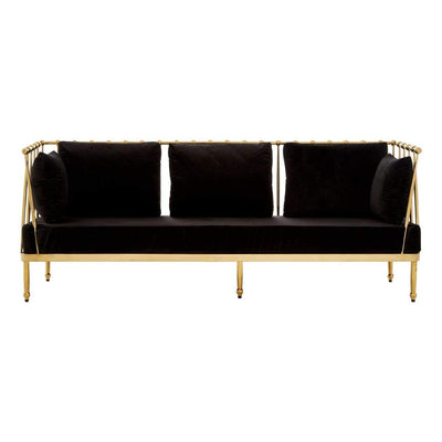 Hamilton Interiors Living Lilto 3 Seat Gold Finish Tapered Arms Sofa House of Isabella UK