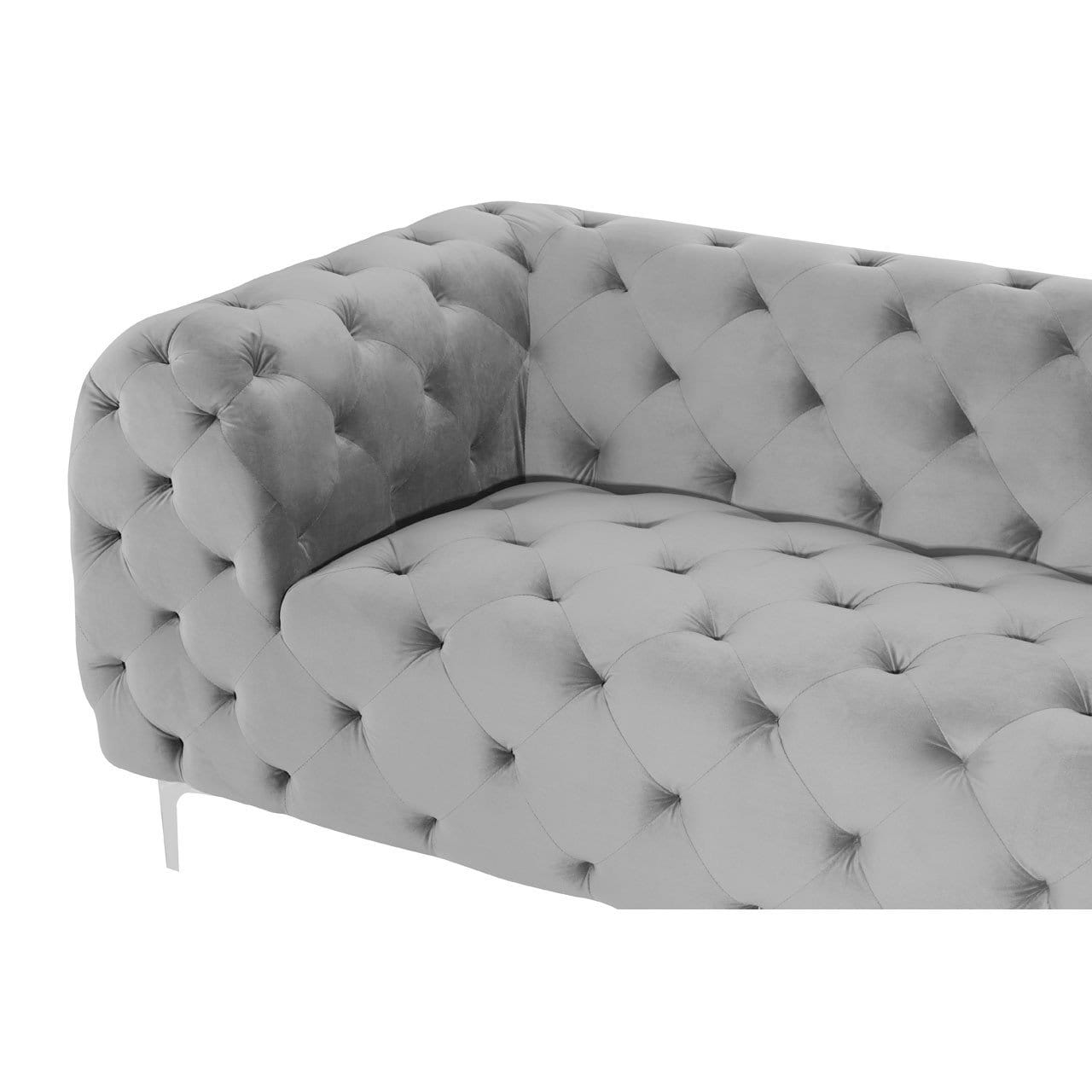 Hamilton Interiors Living Macey 3 Seat Grey Velvet Sofa House of Isabella UK