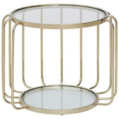 Hamilton Interiors Living Orzo Warm Metallic Side Table with Glass Top House of Isabella UK