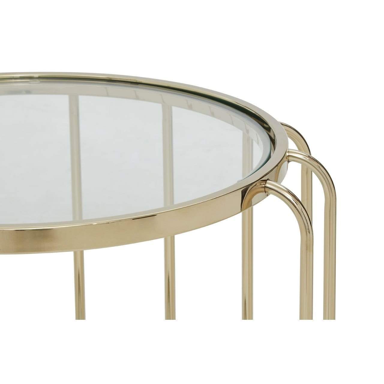 Hamilton Interiors Living Orzo Warm Metallic Side Table with Glass Top House of Isabella UK