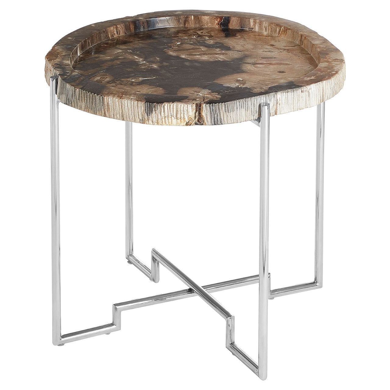 Hamilton Interiors Living Relic Round/ Stainless Steel Base Side Table House of Isabella UK