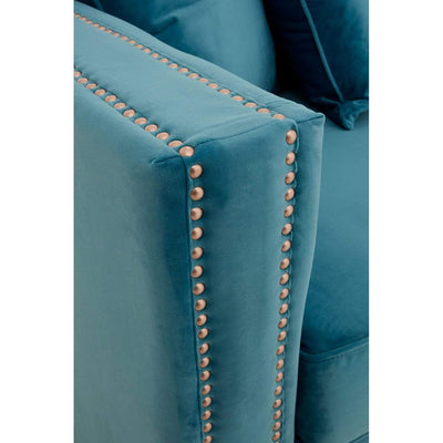 Hamilton Interiors, Sophia 3 Seater Cyan Blue Velvet Sofa - House of Isabella UK