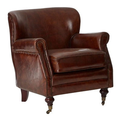 Hamilton Interiors Living Victor Mocha Brown Leather Classic Armchair House of Isabella UK