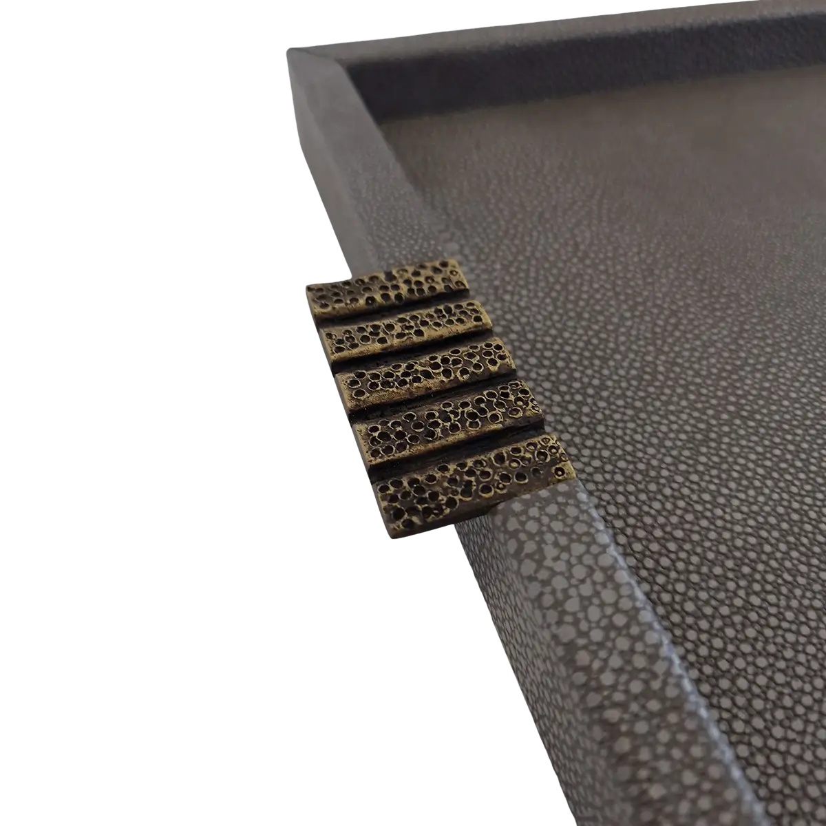 Honeycomb Tray Grey Shagreen Leather