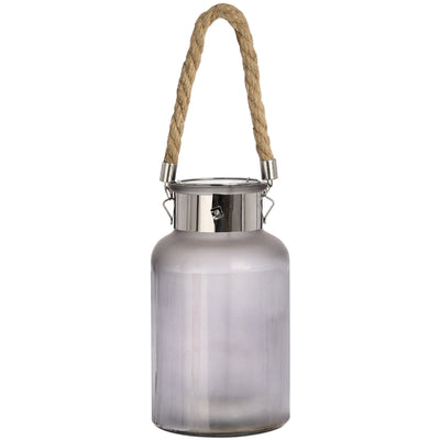 Hill Interiors Accessories Frosted Glass Jar with Rope Detail and Interior LED Lights House of Isabella UK