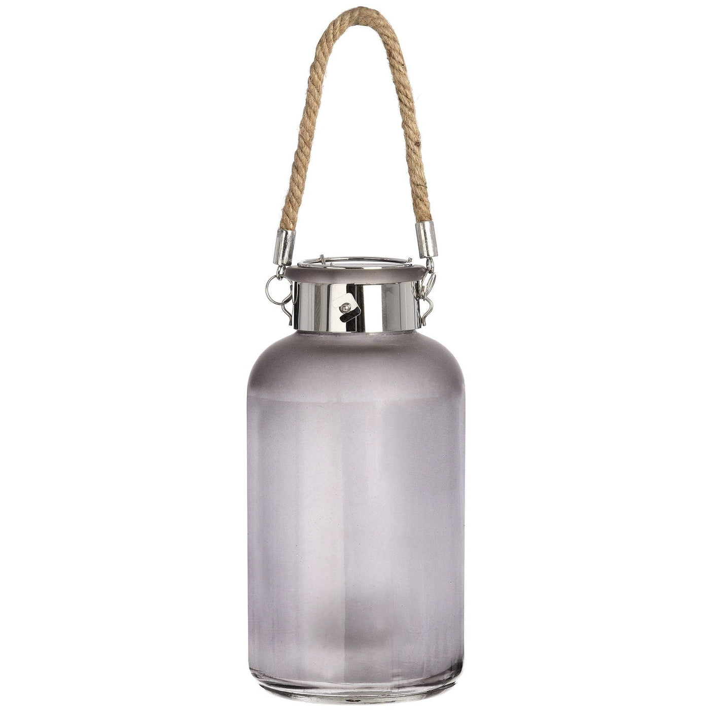 Hill Interiors Accessories Frosted Grey Glass Jar with Rope Detail and LED Lights House of Isabella UK