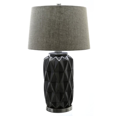 Hill Interiors Lighting Acantho Grey Ceramic Lamp With Linen Shade House of Isabella UK