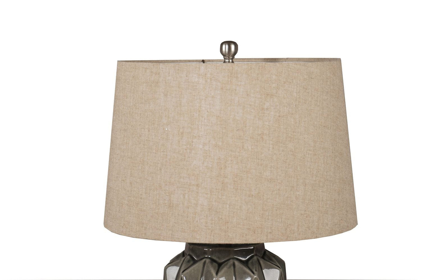 Hill Interiors Lighting Acantho Grey Ceramic Lamp With Linen Shade House of Isabella UK