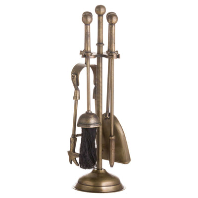 Hill Interiors Outdoors Ball Topped Companion Set In Antique Brass House of Isabella UK