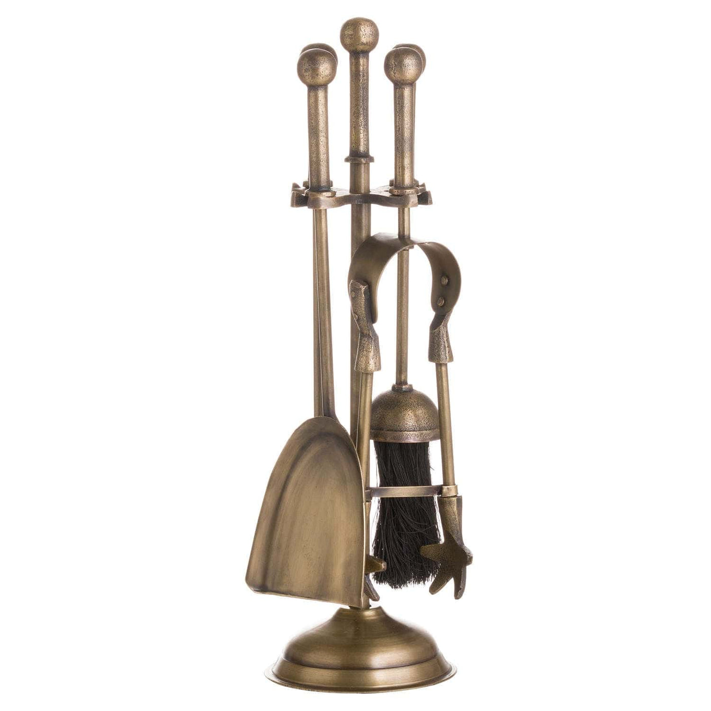 Hill Interiors Outdoors Ball Topped Companion Set In Antique Brass House of Isabella UK