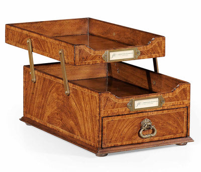 Jonathan Charles Accessories Jonathan Charles Letter Tray Victorian with Drawer - Crotch Walnut House of Isabella UK