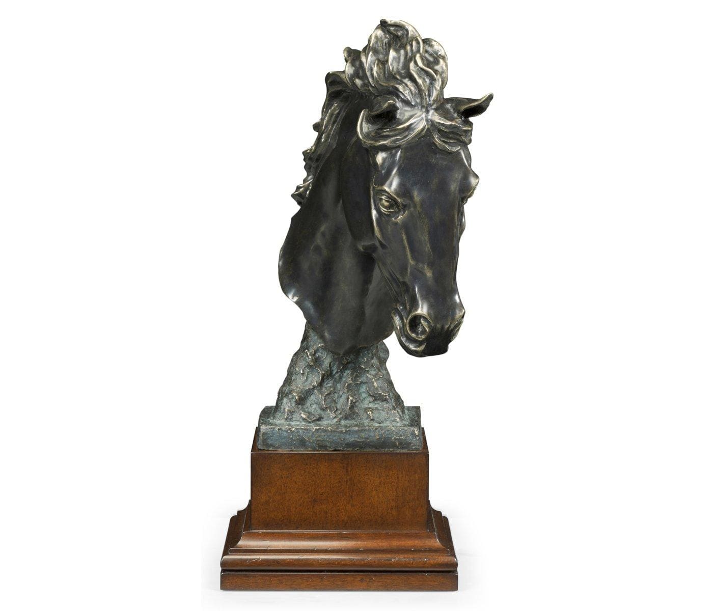 Jonathan Charles Accessories Jonathan Charles Stallion Horse Head Figurine on Base - Dark Bronze House of Isabella UK