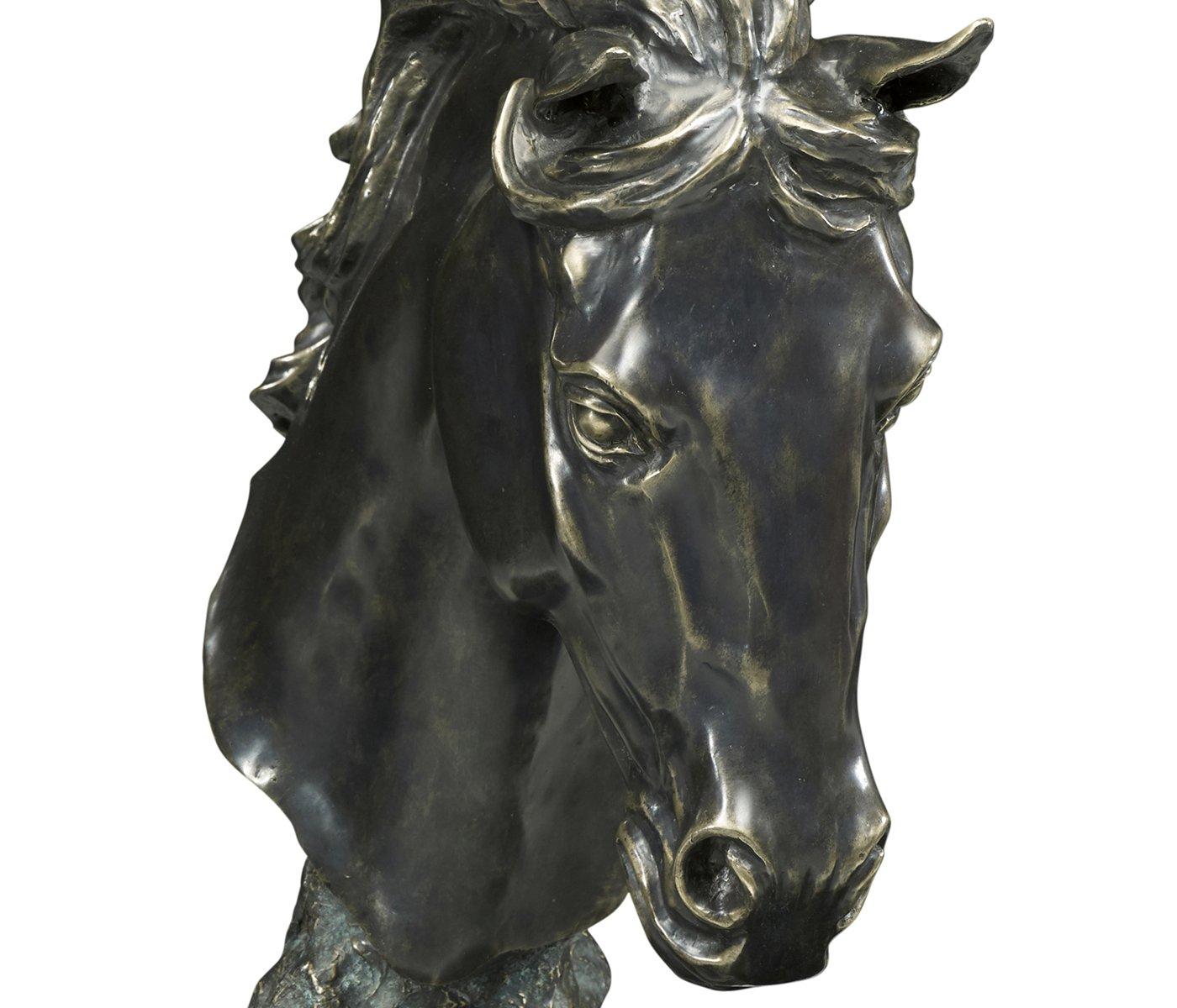 Jonathan Charles Accessories Jonathan Charles Stallion Horse Head Figurine on Base - Dark Bronze House of Isabella UK