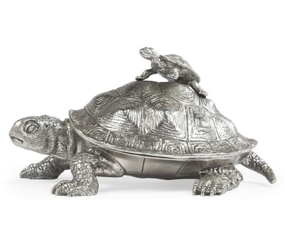 Jonathan Charles Accessories Jonathan Charles Turtle Figurine Box with Hatchling - Stainless Steel House of Isabella UK