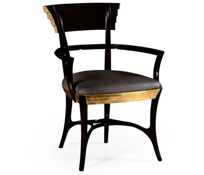 Jonathan Charles Dining Jonathan Charles Dining Chair with Arms Modernist Stepped in Leather House of Isabella UK