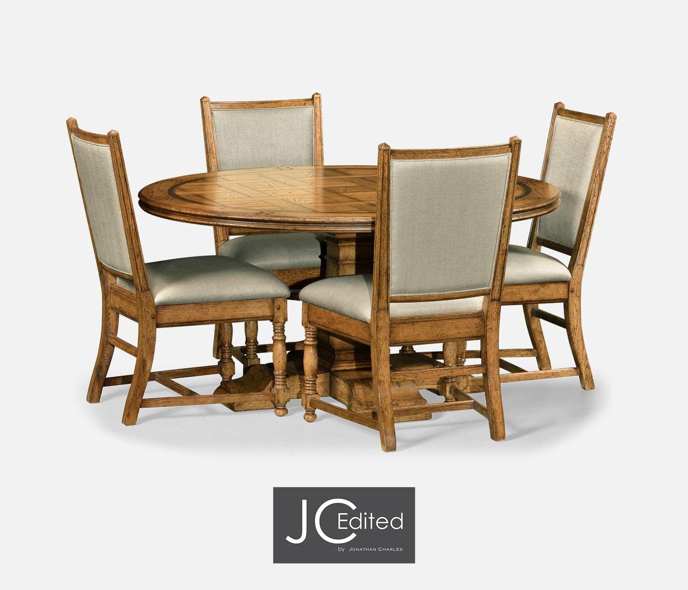 Jonathan Charles Dining Jonathan Charles Round Dining Table in Brown Chestnut - Medium House of Isabella UK