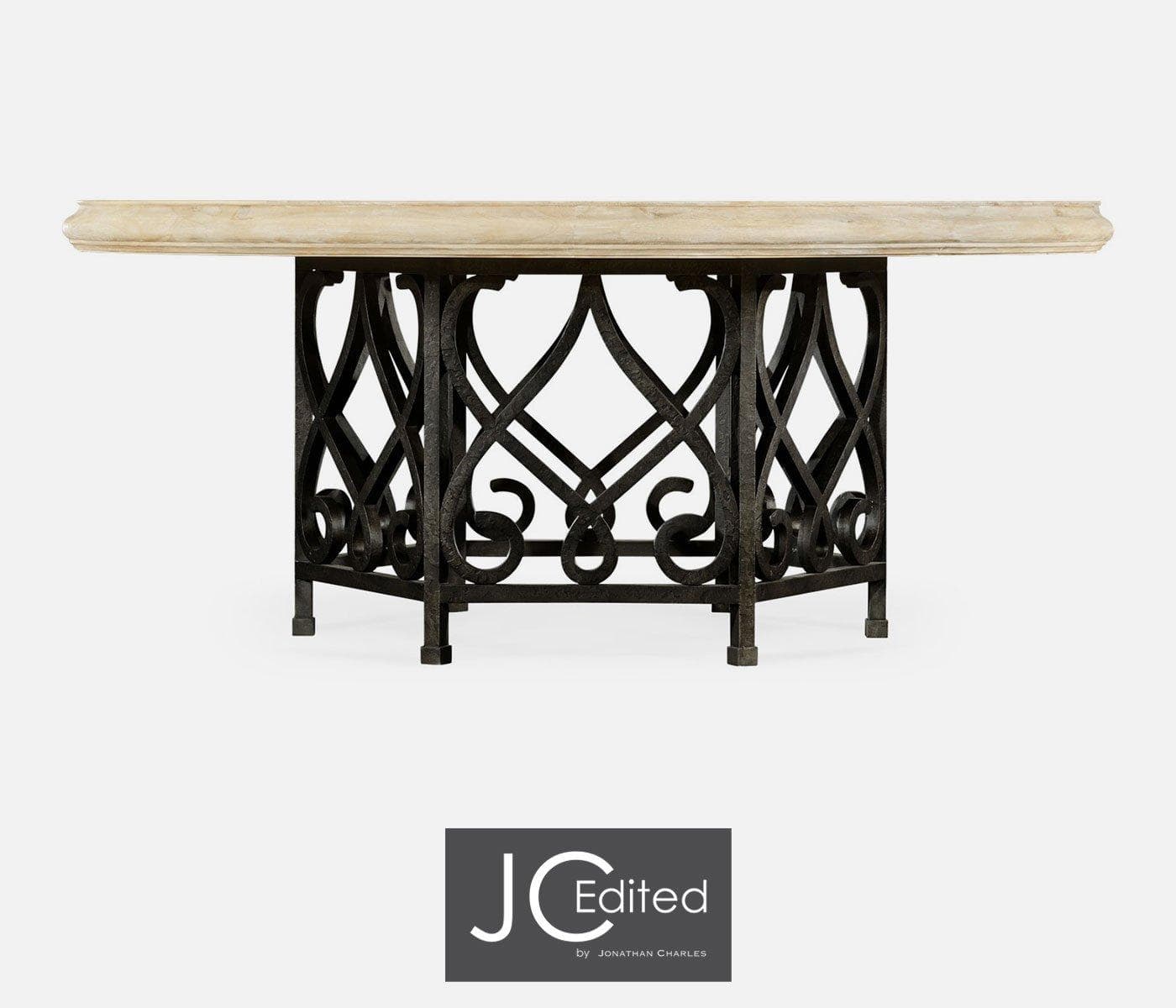 Jonathan Charles Dining Jonathan Charles Round Dining Table Wrought Iron - Limed House of Isabella UK