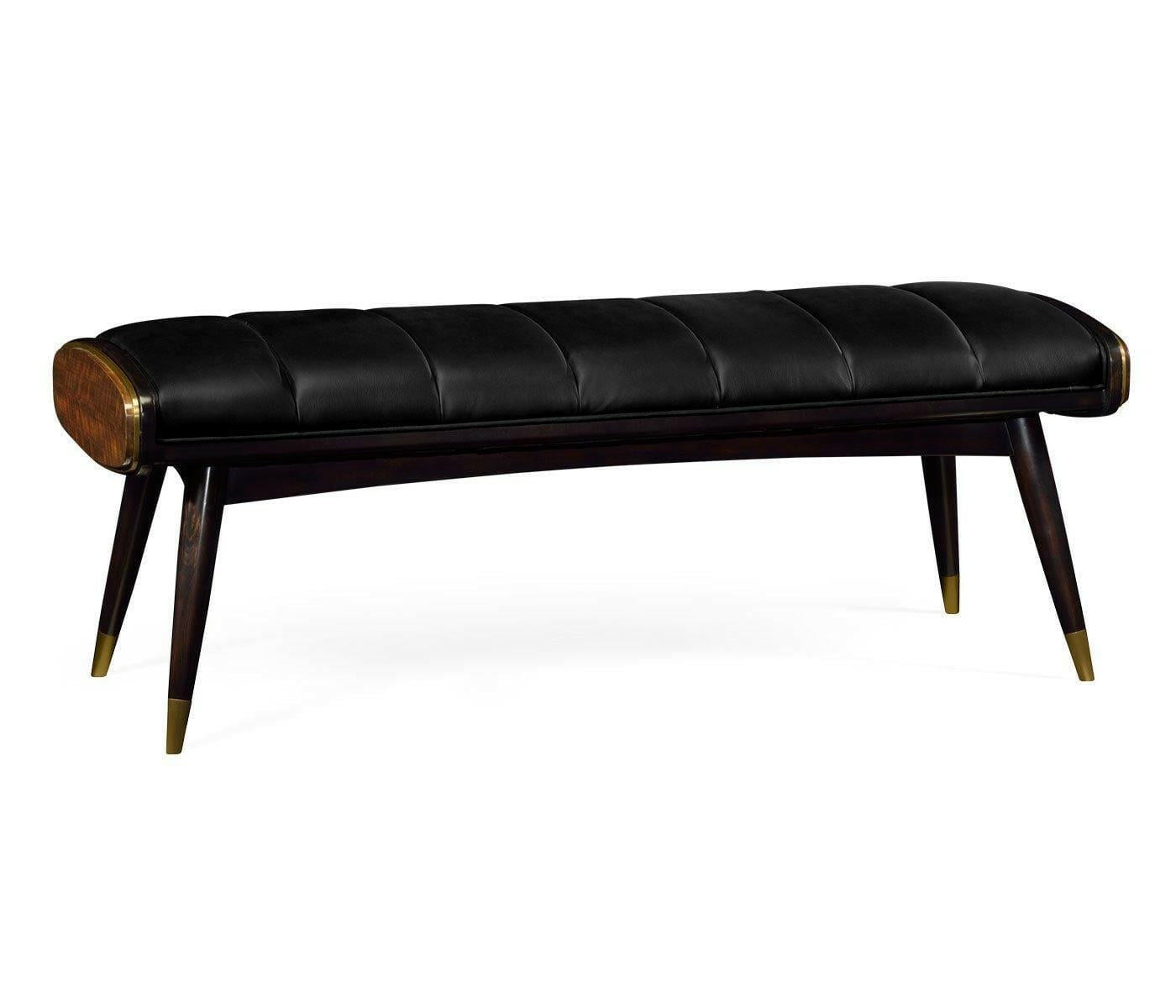 Jonathan Charles Bench Mid Century Black Leather House of Isabella UK